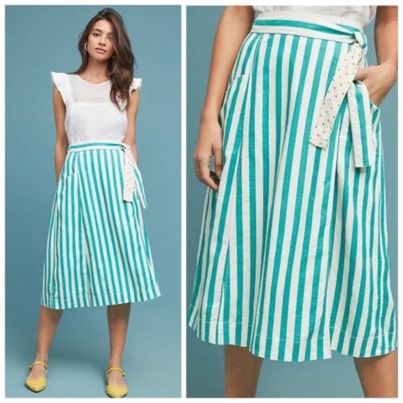 Anthropologie Dresses & Skirts - Anthropologie Maeve Wrap Market Striped Midi Skirt